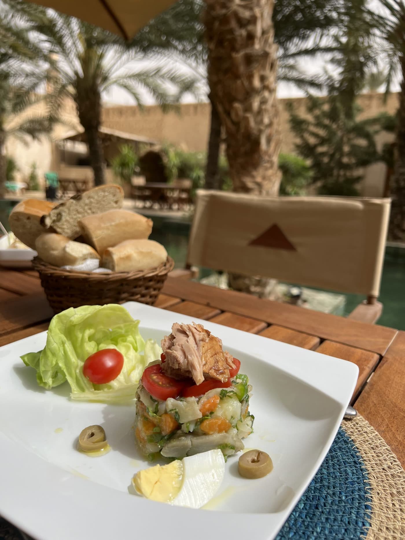 Lunch served beside the pool