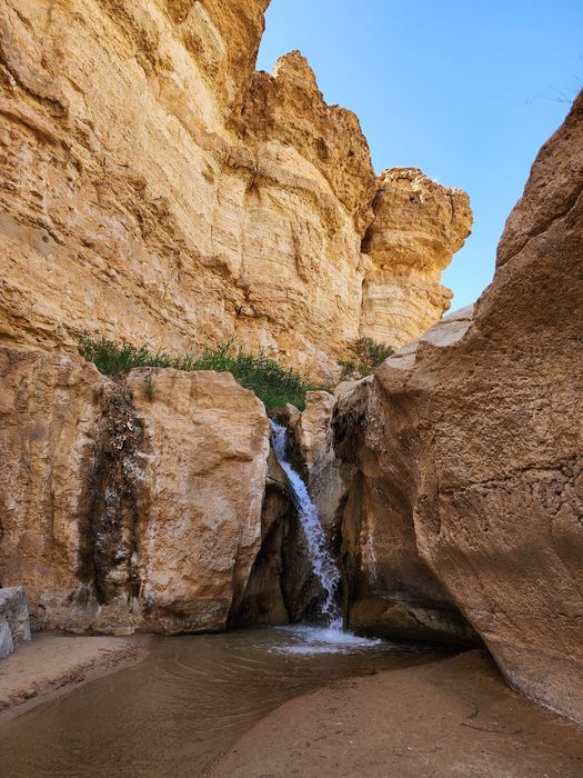 A waterfall in a desert canyon
