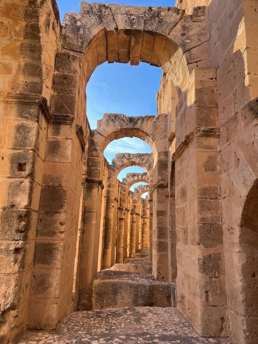 A vaulted corridor inside the amphitheatre at El Jem
